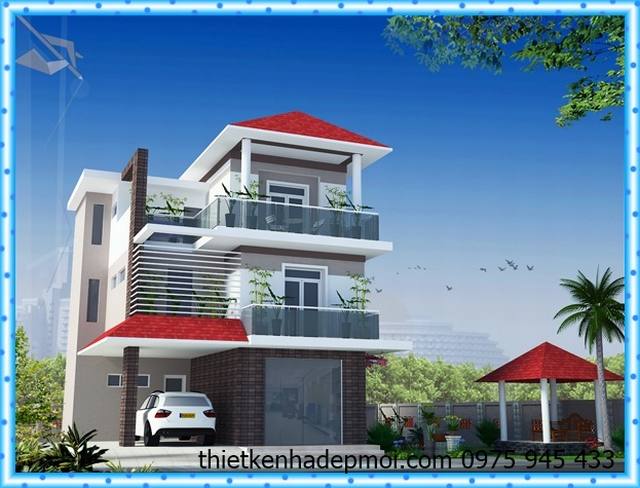 Mê ly mẫu thiết kế biệt thự vườn 3 tầng 150m2 hình chữ L đẹp