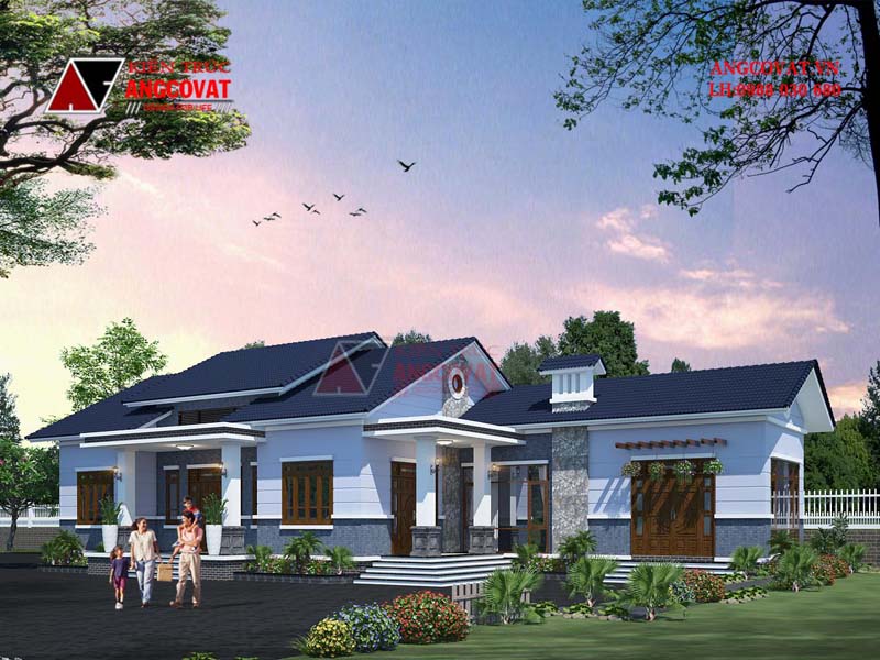 nhà vườn 1 tầng 200m2 mái thái đẹp