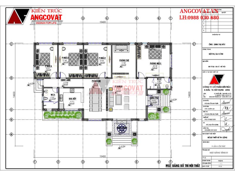 mặt bằng biệt thự nhà vườn 1 tầng 200m2