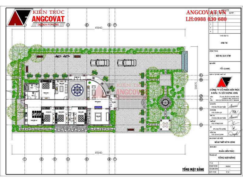 tổng mặt bằng biệt thự 250m2 trên mảnh đất rộng