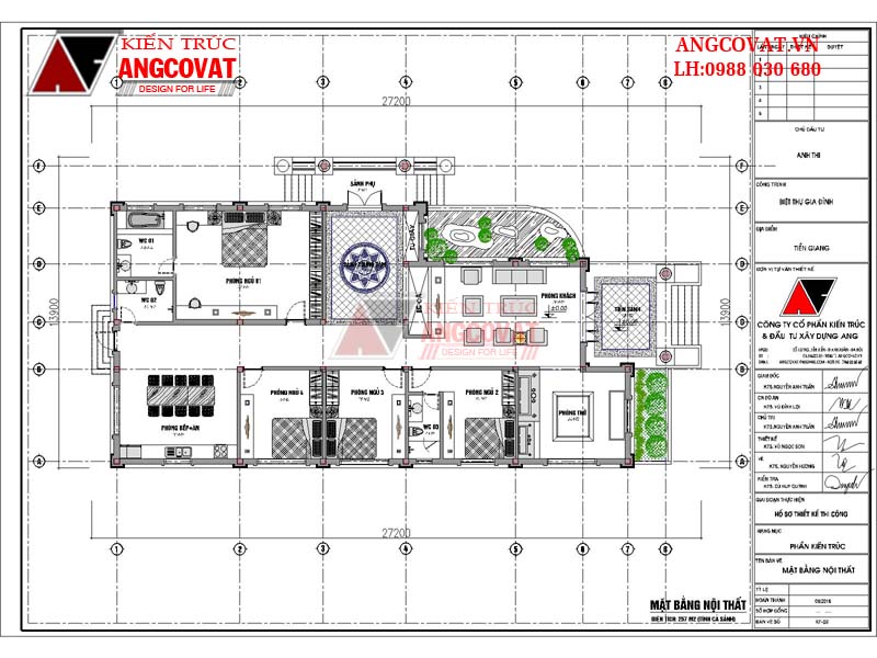 mặt bằng biệt thự 250m2 4 phòng ngủ