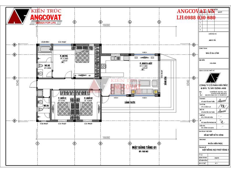 Chi tiết nội thất bố trí trong mẫu thiết kế nhà 3 phòng ngủ 1 phòng khách ở Hòa Bình