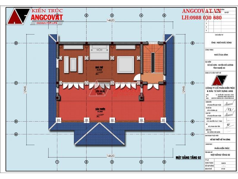 mặt bằng tầng 2 nhà mặt tiền 14m