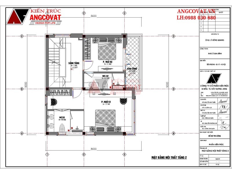 tầng 2 mẫu nhà 3 tầng 70m2