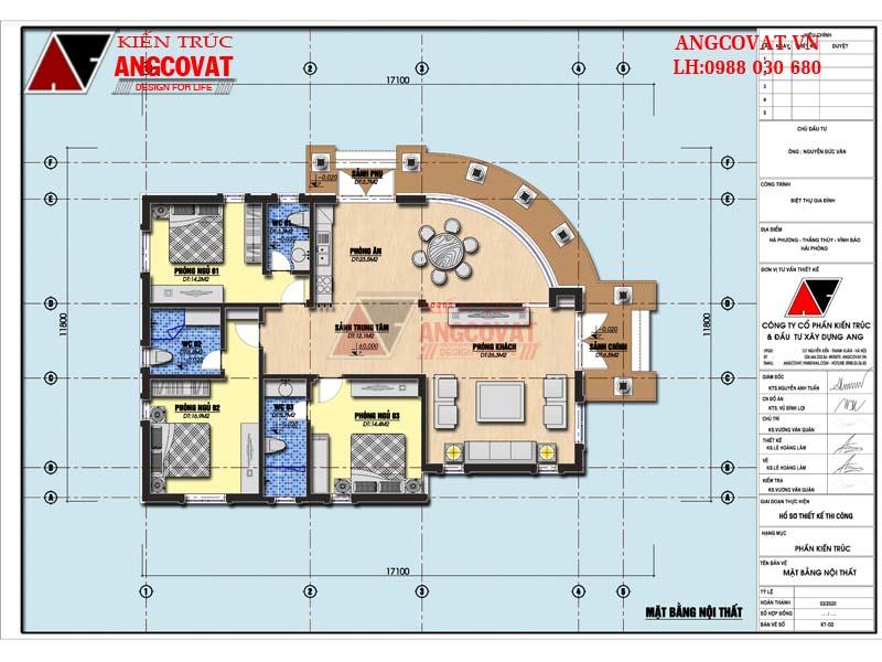 bản vẽ mặt bằng nhà biệt thự mặt tiền 12m sâu 17m 160m2