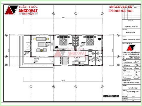 Chi tiết mặt bằng nội thất mẫu thiết kế nhà 1 tầng ngang 7m