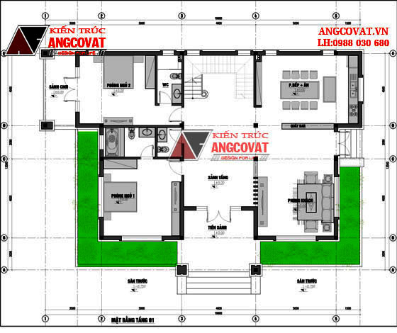 Bản vẽ chi tiết biệt thự 2 tầng 4