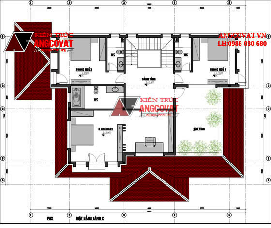 Bản vẽ chi tiết biệt thự 2 tầng 5