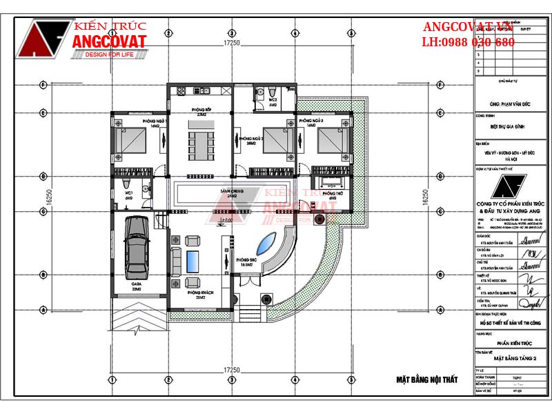 bản vẽ biệt thự vườn kiểu pháp 250m2