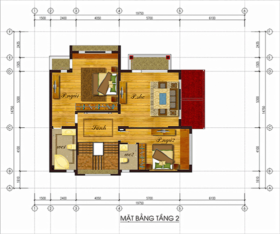 Biệt thự 3 tầng tổng 5