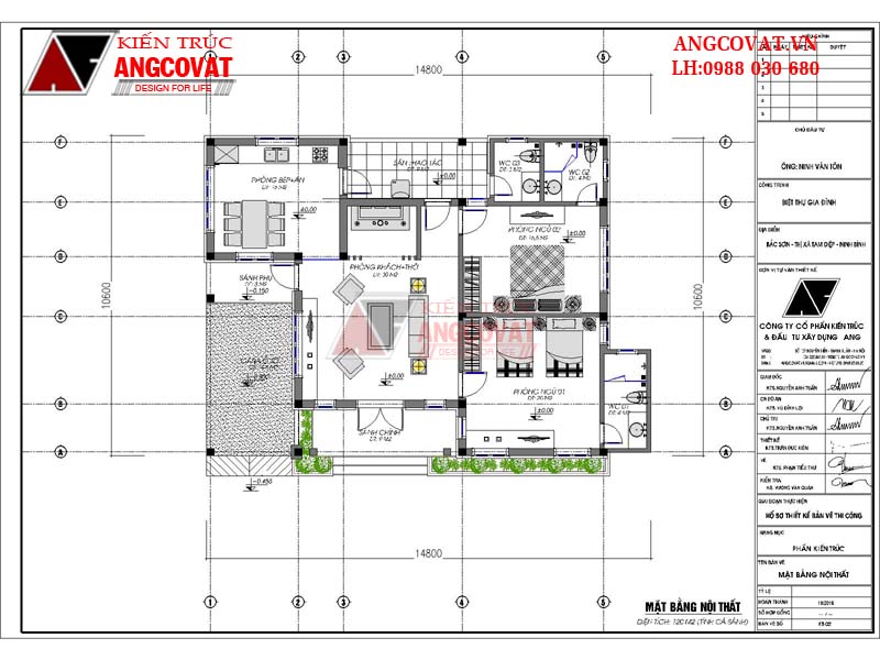 Mặt bằng biệt thự đẹp 125m2