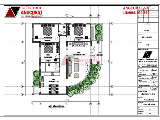 Mặt bằng tầng 1 biệt thự 1 tầng hiện đại giá 800 triệu 