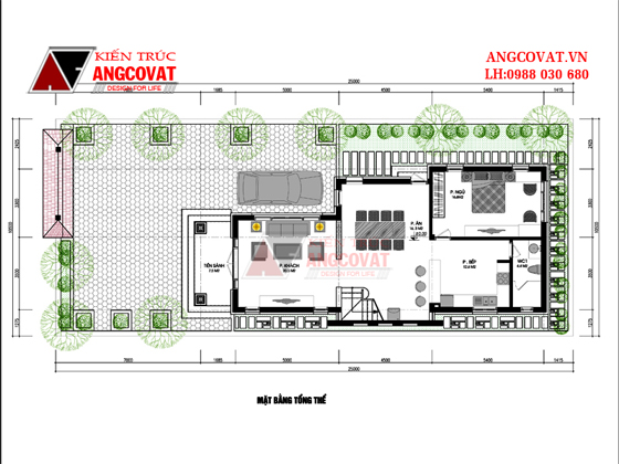 Hình ảnh mặt bằng tổng thế nhà mái thái 1.5 tầng