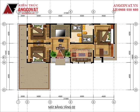 Mẫu nhà 2 tầng 4 phòng ngủ 3