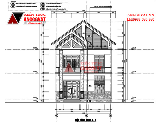 mẫu nhà 2 tầng mặt tiền 8m 6