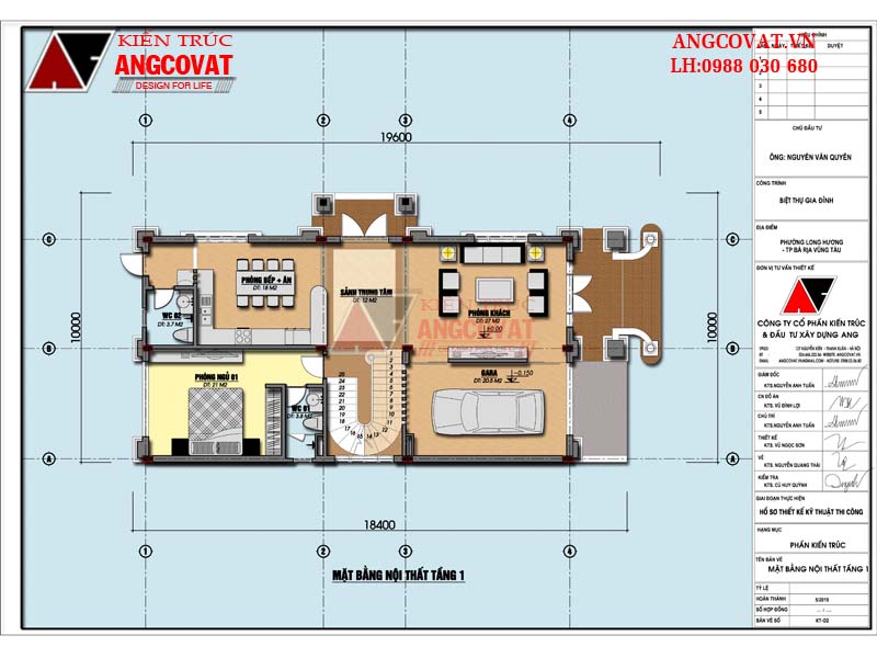 mặt bằng tầng 1 bản vẽ biệt thự 10x20m