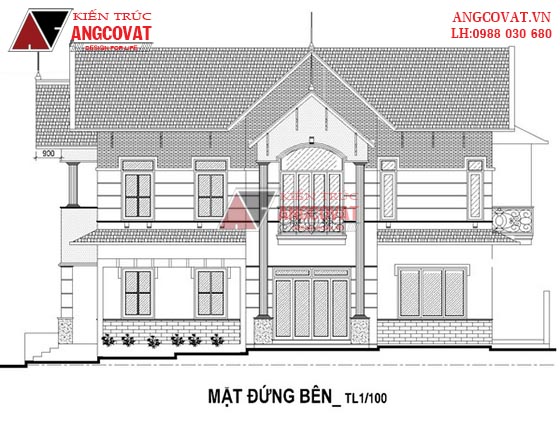 Thiết kế nhà 2 tầng mặt tiền 10m 5