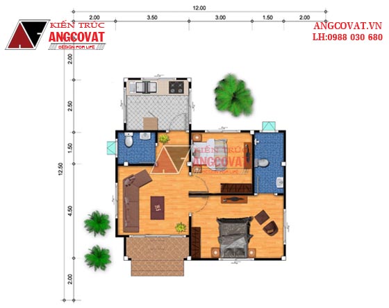 Thiết kế nhà 50m2 1 tầng 2