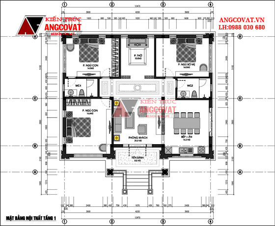 thiết kế nhà cấp 4 120m2 5