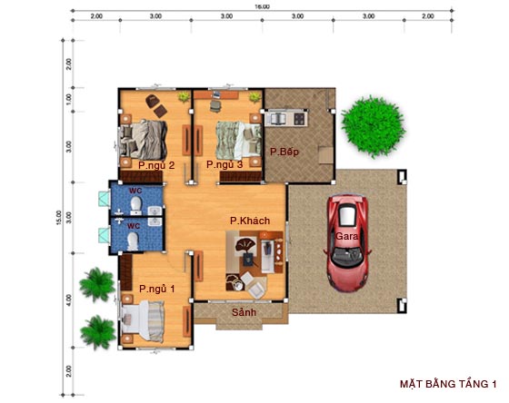 Thiết kế nhà cấp 4 diện tích 100m2 2