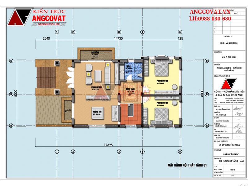 mặt bằng mẫu nhà 8x17m 1 tầng có hầm diện tích 110m2