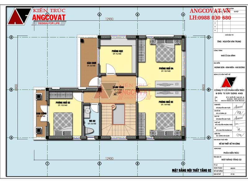 Bản vẽ nhà 2 tầng chữ L 100m2