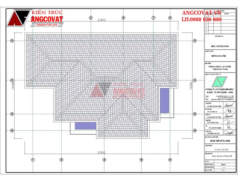 mặt bằng mái biệt thự vườn có hồ bơi 1 tầng 3 phòng ngủ 200m2