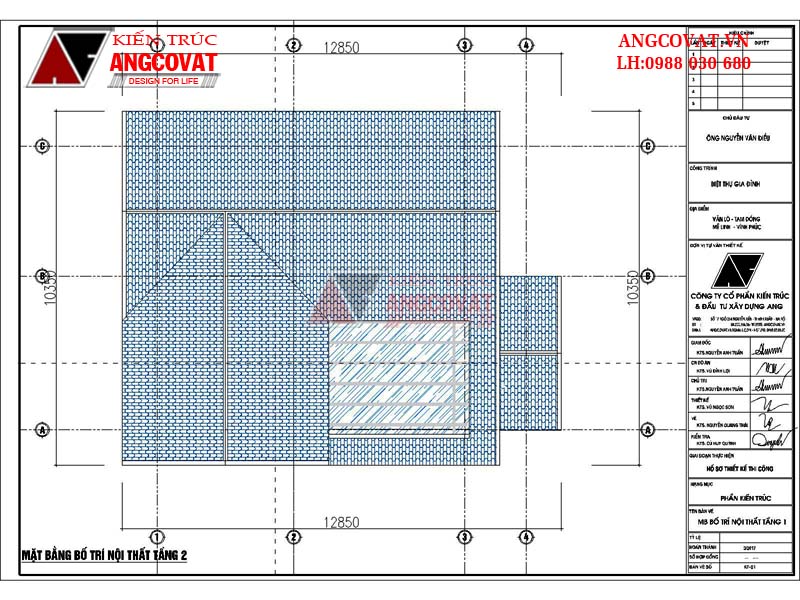 mặt bằng mái mẫu nhà 2 tầng mái thái ở nông thôn