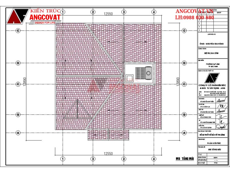 mặt bằng mái mẫu nhà cấp 4 4 phòng ngủ 120m2 có gác lửng ở Bắc Ninh