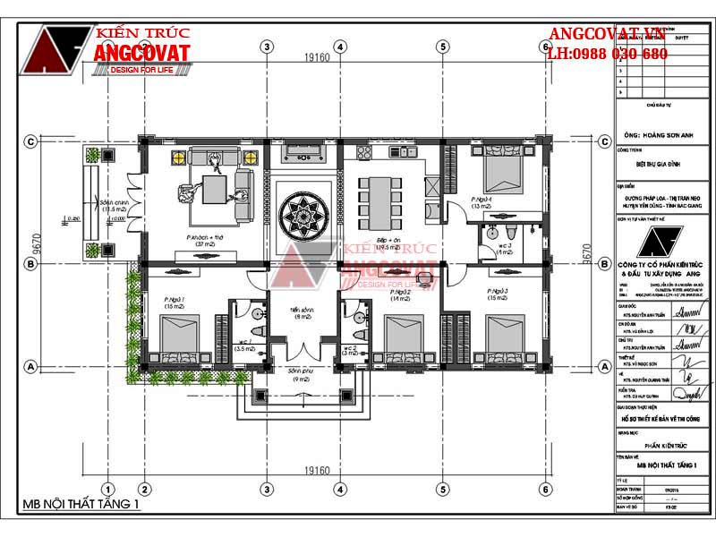 mặt bằng mẫu nhà cấp 4 kiểu hiện đại 4 phòng ngủ 150m2