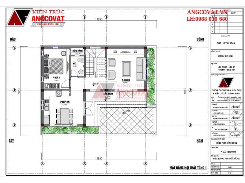 Phối cảnh 4: Tầng 1 mẫu thiết kế nhà 3 tầng mặt tiền 9m tiện nghi