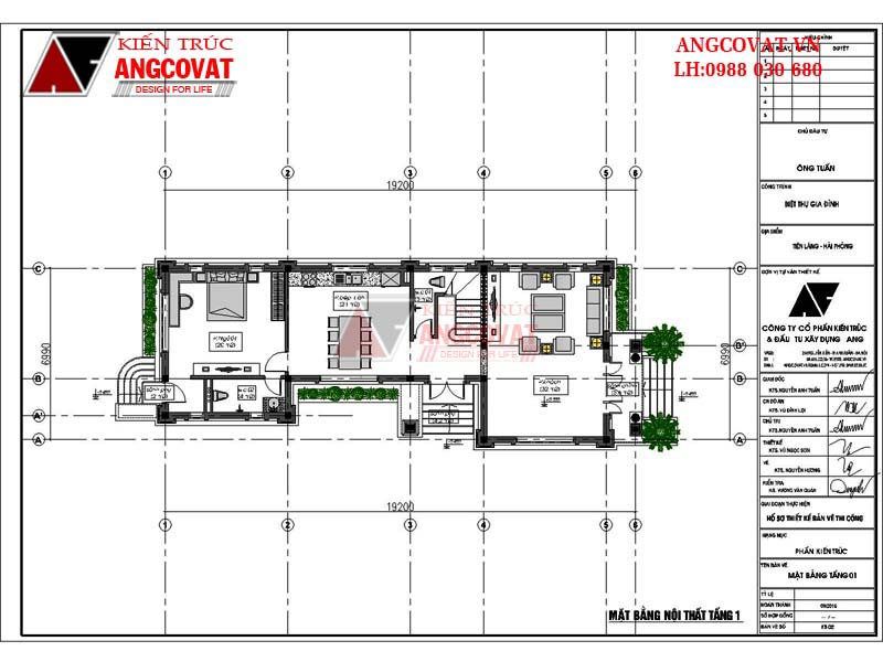 mặt bằng tầng 1 mẫu thiết kế nhà 2 tầng mái thái