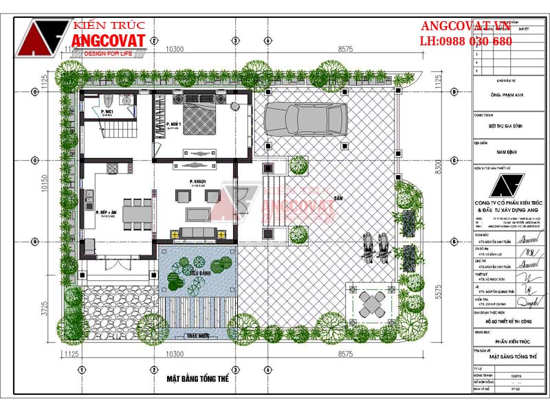 Mặt bằng nội thất 1 thiết kế biệt thự mini 2 tầng đẹp mắt với mái thái có diện tích 80m2