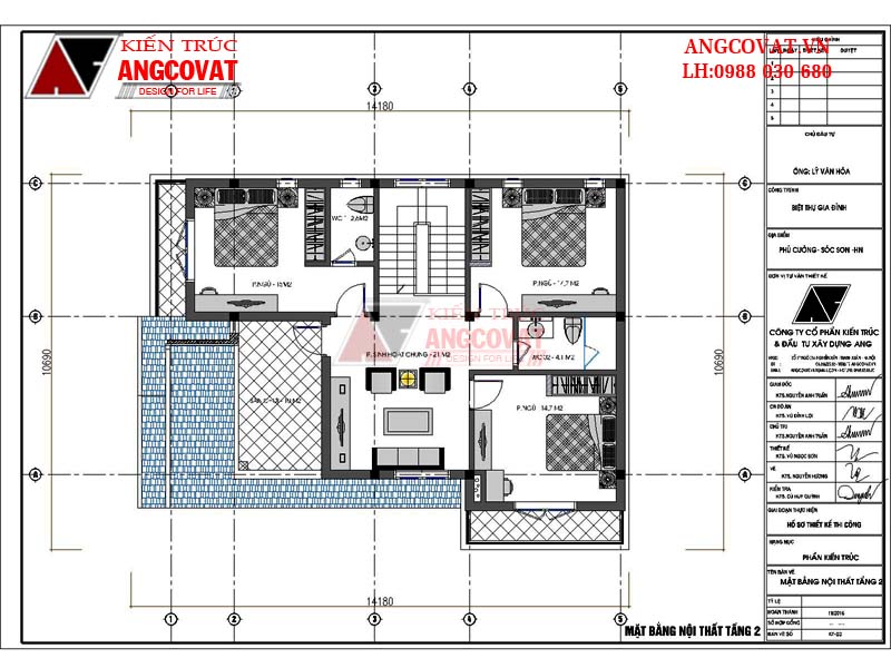 mặt bằng tấng 2 biệt thự 2 tầng 100m2 theo phong cách hiện đại với kiến trúc độc đáo ở sóc sơn