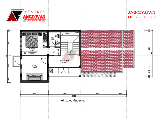 mặt bằng mẫu nhà cấp 4 có gác lửng đẹp giá rẻ 2