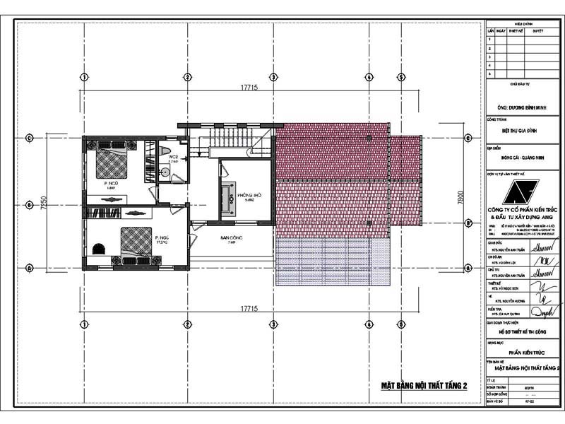 mặt bằng tầng 2 nhà cấp 4 có gác lửng 3 phòng ngủ với mái thái hiện đại