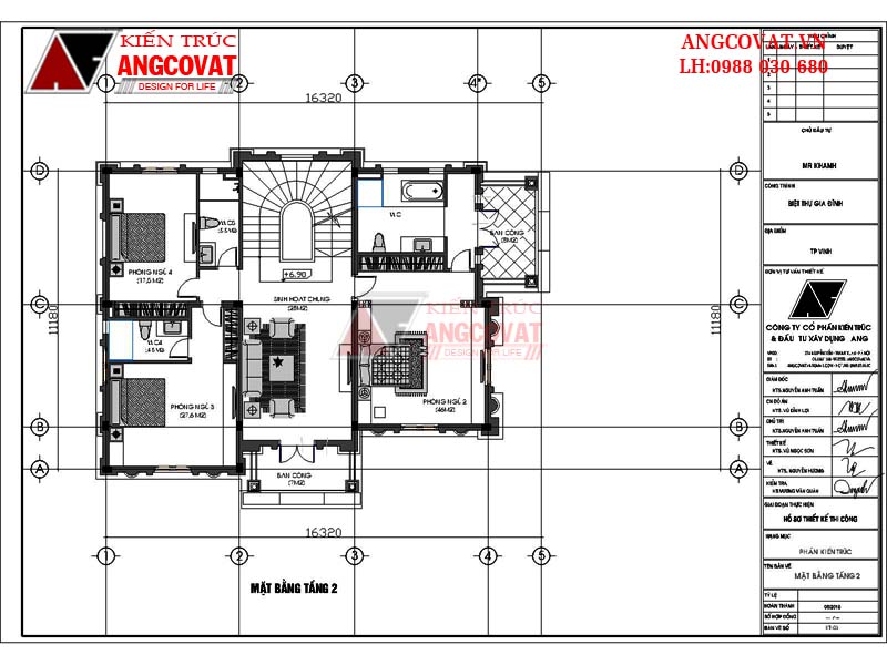 mặt bằng tầng 2 biệt thự lâu đài 3 tầng kiểu pháp kích thước mặt tiền 13m