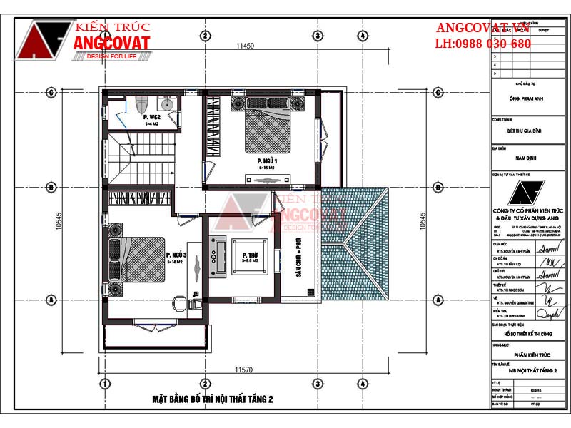 Mặt bằng nội thất 2 thiết kế biệt thự mini 2 tầng đẹp mắt với mái thái có diện tích 80m2