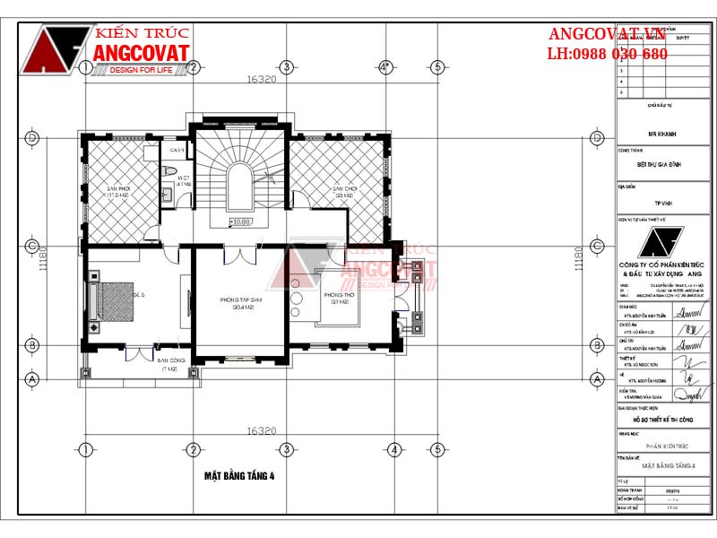 mặt bằng tầng 4 mẫu thiết kế biệt thự lâu đài kiểu pháp mái vòm đẹp 
