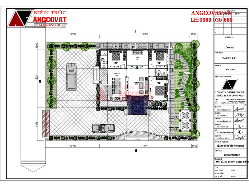 mặt bằng tổng thể nhà cấp 4 mái thái 3 phòng ngủ 130m2 ở bắc giang