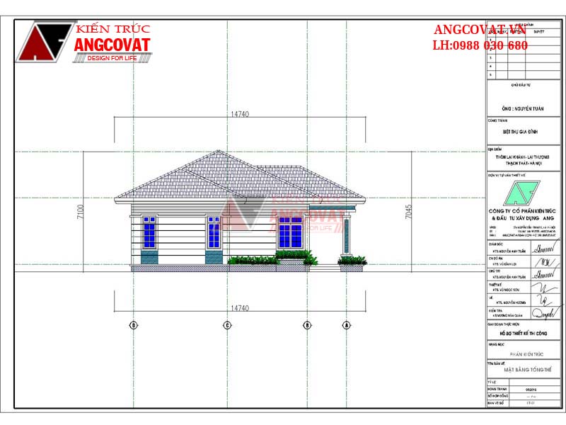 mặt đứng 3 biệt thự vườn có hồ bơi 1 tầng 3 phòng ngủ 200m2