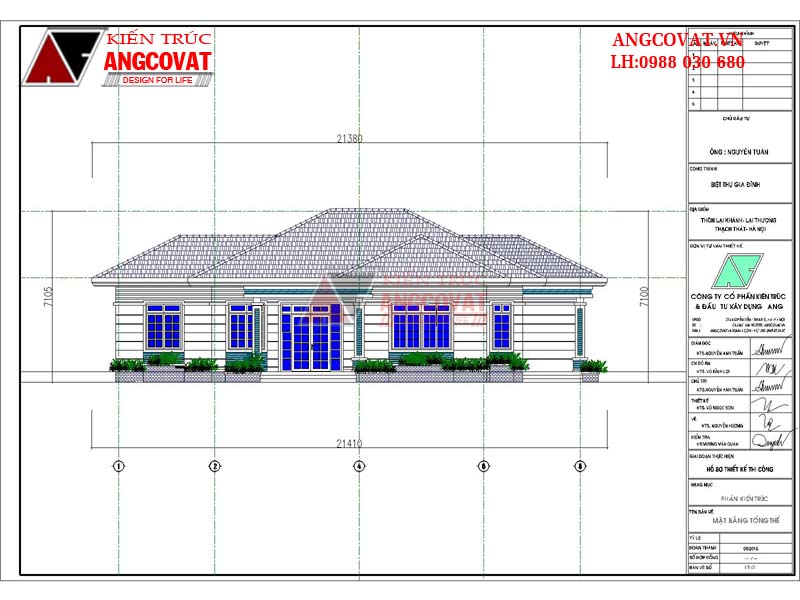 mặt đứng 1 biệt thự vườn có hồ bơi 1 tầng 3 phòng ngủ 200m2