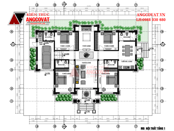 mẫu thiết kế nhà cấp 4 diện tích 200m2