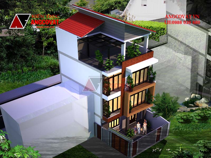 Phối cảnh view 2: Hình ảnh mẫu thiết kế nhà 3 tầng 70m2