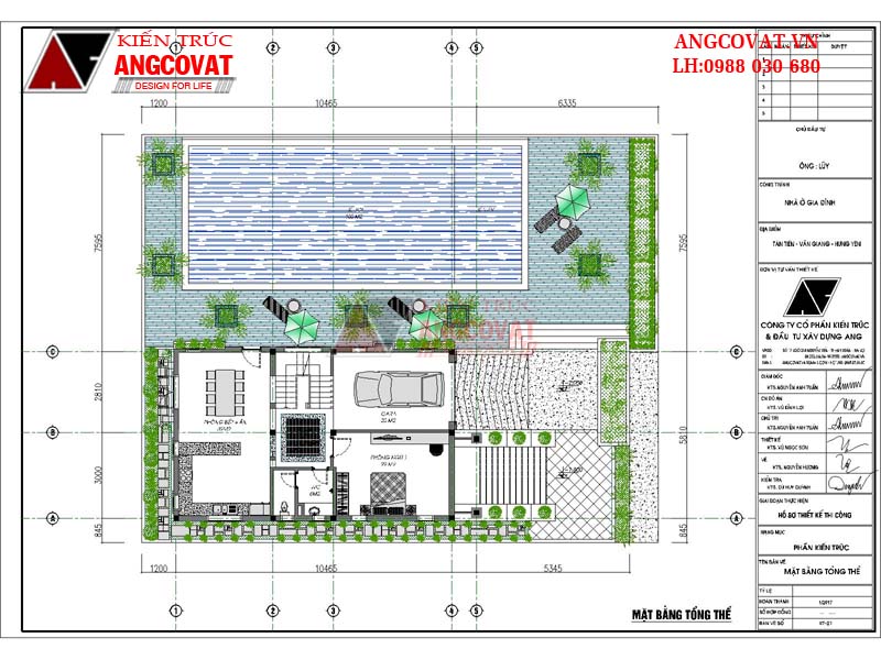 tổng mặt bằng mẫu nhà cấp 4 100m2 đẹp có tầng hầm với mặt tiền 8m