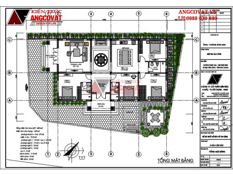 tổng mặt bằng mẫu nhà cấp 4 kiểu hiện đại 4 phòng ngủ 150m2
