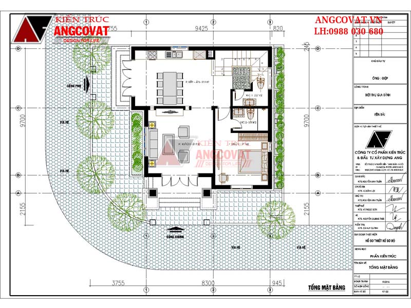 tổng mặt bằng mẫu nhà 2 tầng 3 phòng ngủ 80m2